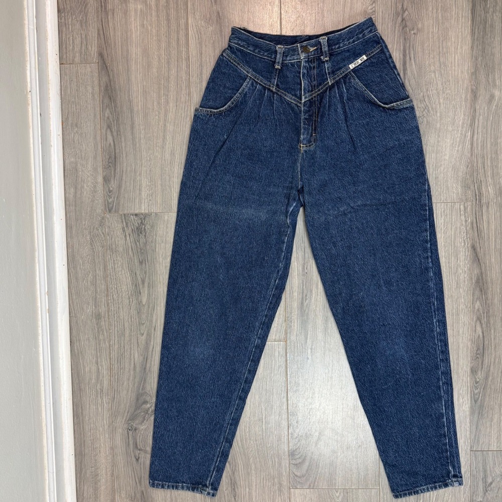 Vintage Cherokee High Waist Western Yoke Pleated Blue Denim Jeans USA Made Sz 10 - Picture 5 of 10
